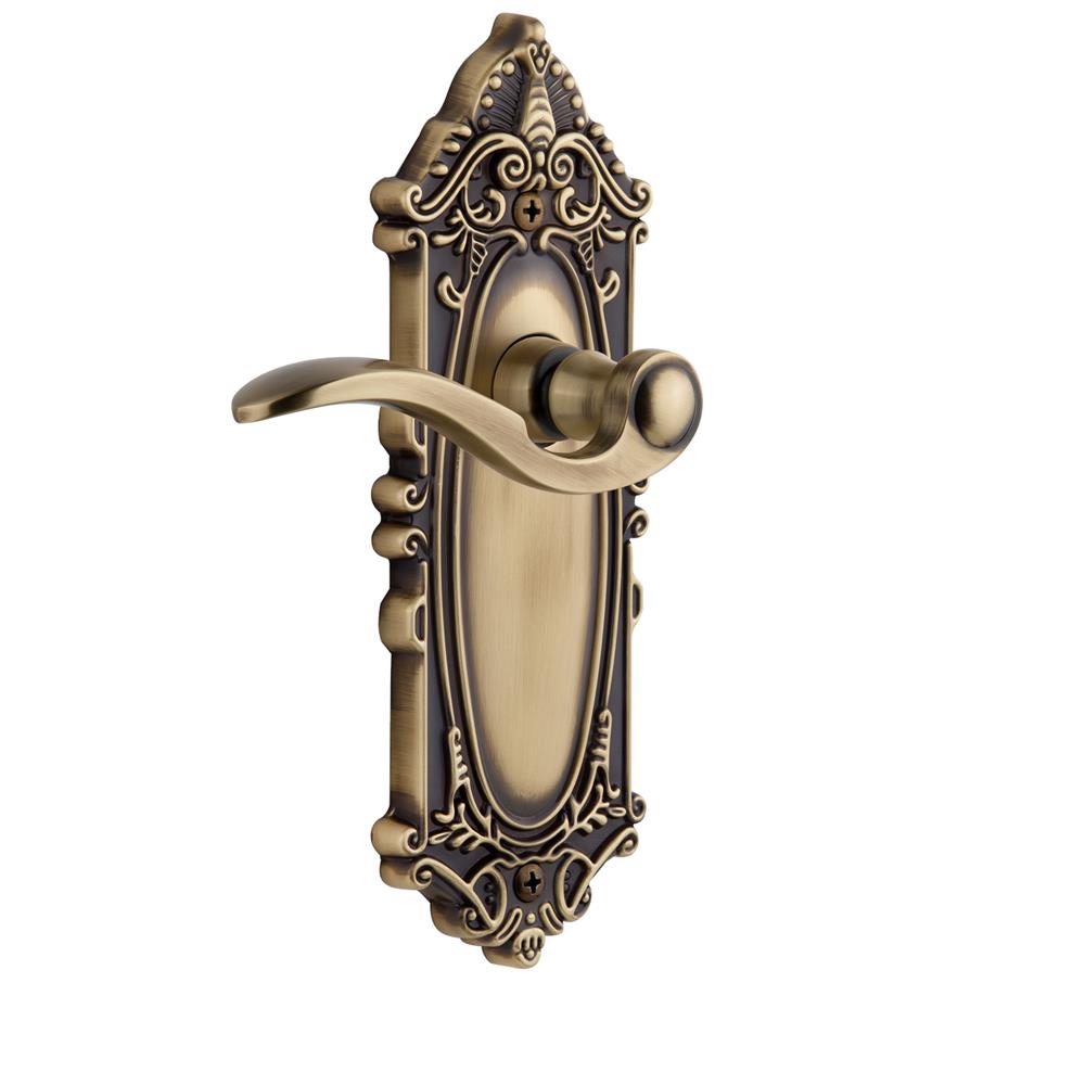 Grandeur by Nostalgic Warehouse GVCBEL Privacy Knob - Grande Victorian Plate with Bellagio Lever in Vintage Brass